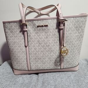 Michael Kors Pink and Cream Signature Tote